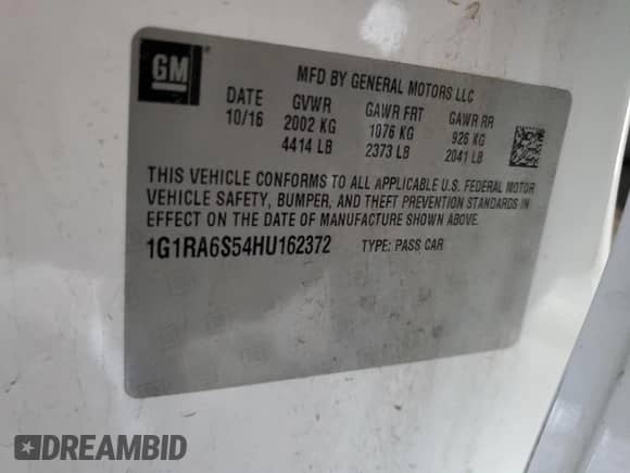 2017 Chevrolet Volt LT с VIN 1G1RA6S54HU162372, выставлен на аукционе Copart как лот 82430395 с пробегом 159 691 миль миль и Списание • Salvage title. История ставок и продаж доступна на DreamBid. Изображение 13.