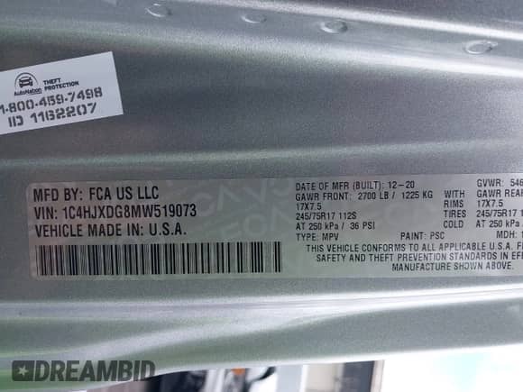 2021 Jeep Wrangler Unlimited 80th Anniversary z VIN 1C4HJXDG8MW519073, wystawiony jako IAAI lot #42666840 z przebiegiem 59 048 mil mil oraz . Historia ofert i sprzedaży dostępna na DreamBid. Obrazek 9.