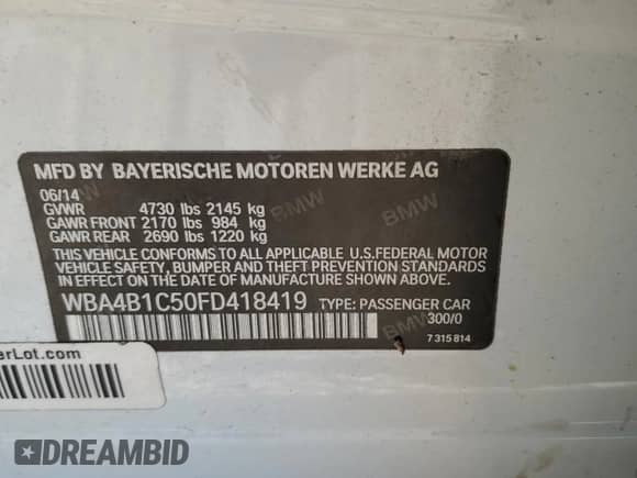 2015 BMW 4 Series 435i z VIN WBA4B1C50FD418419, wystawiony jako Copart lot #86690235 z przebiegiem 154 438 mil mil oraz Szkoda całkowita • Salvage title. Historia ofert i sprzedaży dostępna na DreamBid. Obrazek 12.