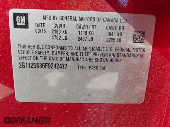 2015 Chevrolet Impala LT с VIN 2G1125S36F9242477, выставлен на аукционе IAAI как лот 43293380 с пробегом 195 367 миль миль и . История ставок и продаж доступна на DreamBid. Изображение 9.