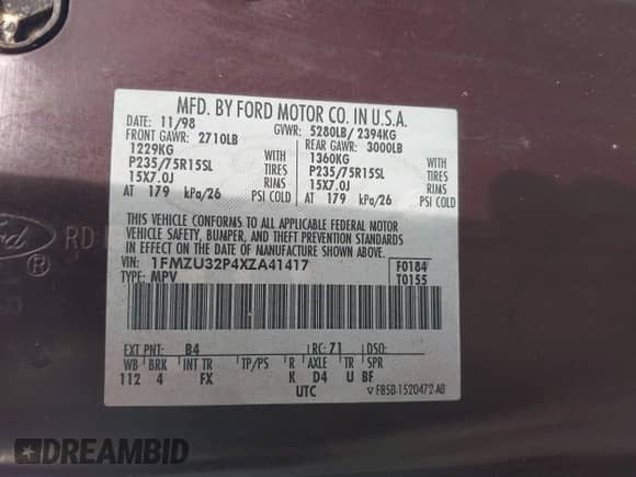 1999 Ford Explorer XLT с VIN 1FMZU32P4XZA41417, выставлен на аукционе IAAI как лот 42046736 с пробегом 128 763 миль миль и . История ставок и продаж доступна на DreamBid. Изображение 9.