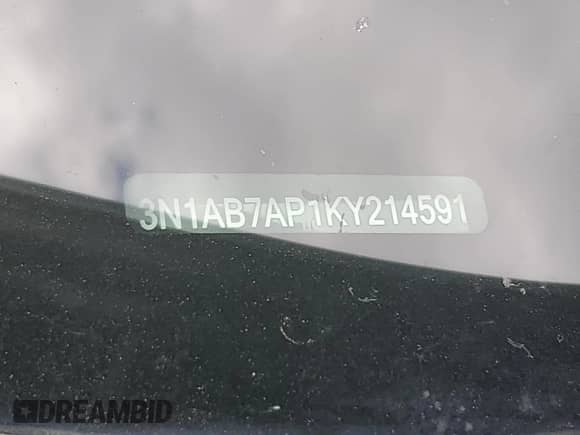 2019 Nissan Sentra S with VIN 3N1AB7AP1KY214591, listed as a Copart auction lot 71833315 with 222,019 mi miles and Clean title. Bid and sale history available at DreamBid. Image 12.