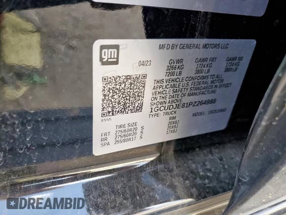 2023 Chevrolet Silverado 1500 High Country with VIN 1GCUDJE81PZ264988, listed as a Copart auction lot 63338175 with 50,477 mi miles and Salvage title. Bid and sale history available at DreamBid. Image 12.