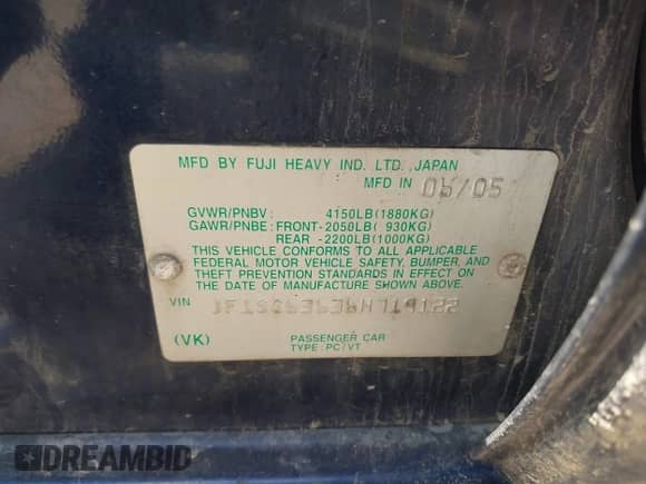 2006 Subaru Forester X with VIN JF1SG63636H719122, listed as a IAAI auction lot 42918769 with 230,071 mi miles and . Bid and sale history available at DreamBid. Image 9.