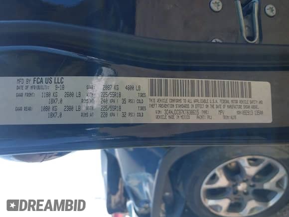 2019 Jeep Compass Limited с VIN 3C4NJDCB7KT638615, выставлен на аукционе IAAI как лот 43203104 с пробегом 98 398 миль миль и . История ставок и продаж доступна на DreamBid. Изображение 9.