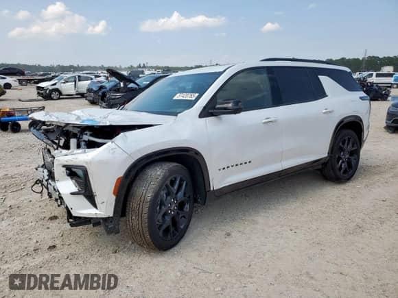 2025 Chevrolet Traverse FWD RS z VIN 1GNERLRS3SJ140565, wystawiony jako Copart lot #57420765 z przebiegiem Nie podano mil oraz Szkoda całkowita • Salvage title. Historia ofert i sprzedaży dostępna na DreamBid. Obrazek 1.