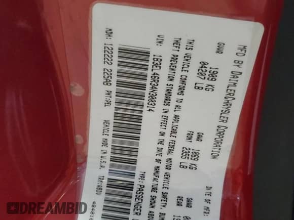 2004 Dodge Stratus SXT z VIN 1B3EL46R34N300314, wystawiony jako Copart lot #66029545 z przebiegiem 144 467 mil mil oraz Nie do naprawy • Non repairable. Historia ofert i sprzedaży dostępna na DreamBid. Obrazek 13.