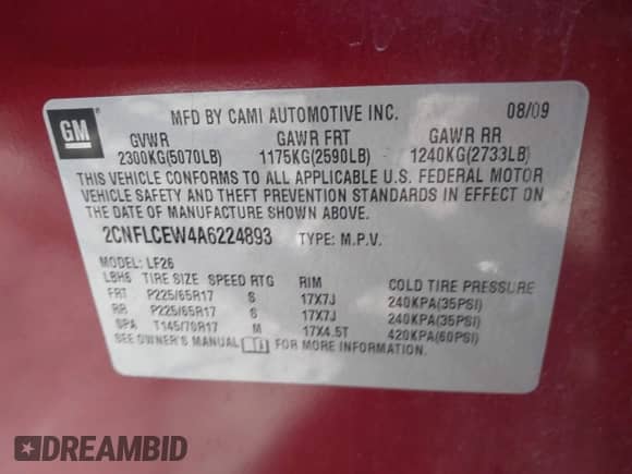 2010 Chevrolet Equinox LS с VIN 2CNFLCEW4A6224893, выставлен на аукционе IAAI как лот 43466695 с пробегом 126 205 миль миль и . История ставок и продаж доступна на DreamBid. Изображение 9.