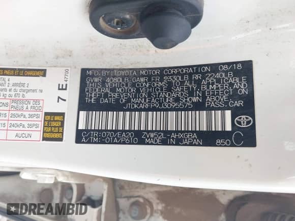 2018 Toyota Prius Plus z VIN JTDKARFP9J3095575, wystawiony jako IAAI lot #42408526 z przebiegiem 166 914 mil mil oraz . Historia ofert i sprzedaży dostępna na DreamBid. Obrazek 9.