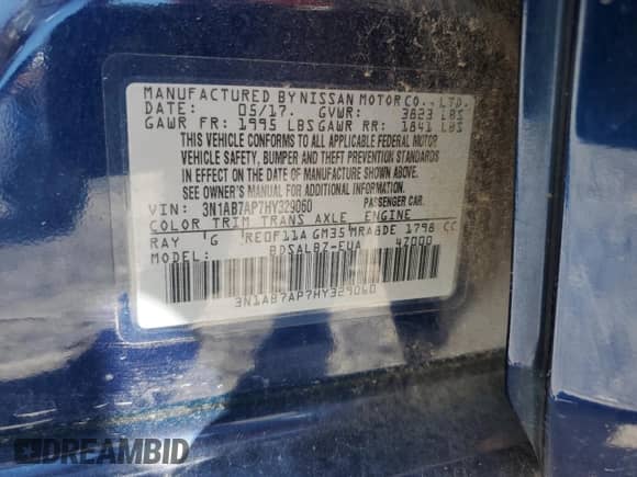 2017 Nissan Sentra S z VIN 3N1AB7AP7HY329060, wystawiony jako Copart lot #84899165 z przebiegiem 101 958 mil mil oraz Szkoda całkowita • Salvage title. Historia ofert i sprzedaży dostępna na DreamBid. Obrazek 13.