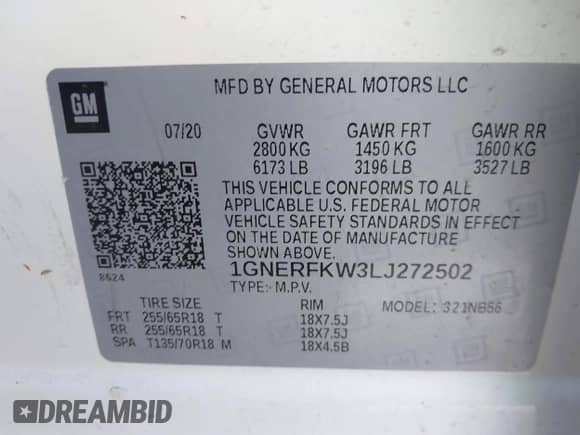 2020 Chevrolet Traverse LS с VIN 1GNERFKW3LJ272502, выставлен на аукционе IAAI как лот 42926810 с пробегом 95 359 миль миль и . История ставок и продаж доступна на DreamBid. Изображение 9.