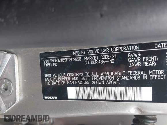 2015 Volvo S60 T5 Premier с VIN YV1612TB9F1302898, выставлен на аукционе IAAI как лот 42616685 с пробегом 34 446 миль миль и . История ставок и продаж доступна на DreamBid. Изображение 9.