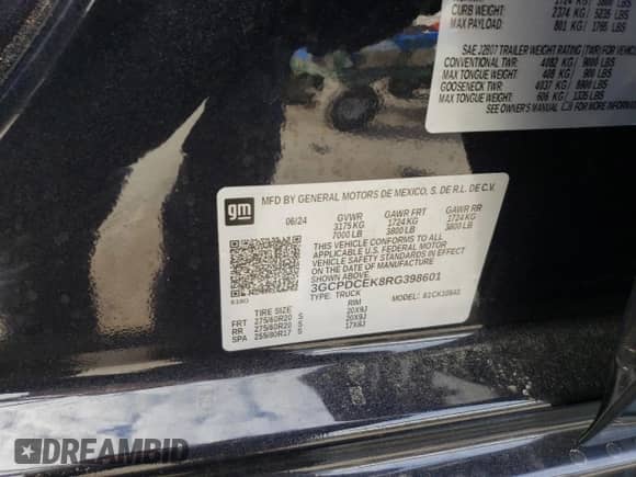 2024 Chevrolet Silverado 1500 Custom Trail Boss z VIN 3GCPDCEK8RG398601, wystawiony jako Copart lot #88468505 z przebiegiem 933 mil mil oraz Szkoda całkowita • Salvage title. Historia ofert i sprzedaży dostępna na DreamBid. Obrazek 14.