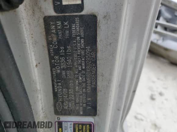 2008 Hyundai Tiburon GS с VIN KMHHM66DX8U295094, выставлен на аукционе Copart как лот 78100674 с пробегом 143 506 миль миль и Списание • Salvage title. История ставок и продаж доступна на DreamBid. Изображение 12.