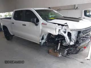 2024 Chevrolet Silverado 1500 Custom Trail Boss with VIN 3GCPDCEK9RG301082, listed as a IAAI auction lot 42789360 with 3,516 mi miles and . Bid and sale history available at DreamBid. Image 1.