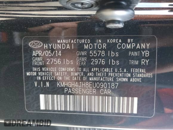 2014 Hyundai Equus Signature с VIN KMHGH4JH8EU090187, выставлен на аукционе Copart как лот 62720525 с пробегом 70 874 миль миль и Списание • Salvage title. История ставок и продаж доступна на DreamBid. Изображение 12.