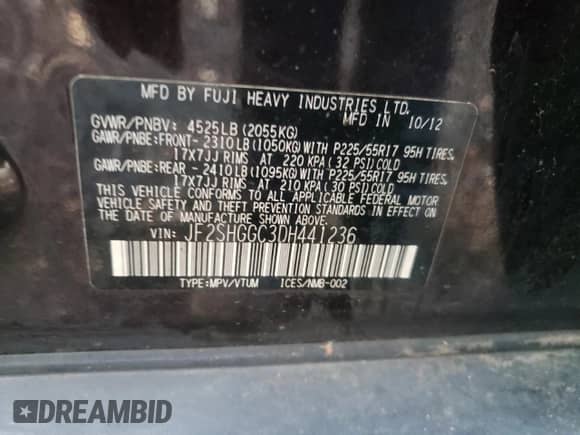 2013 Subaru Forester XT Touring z VIN JF2SHGGC3DH441236, wystawiony jako Copart lot #81908014 z przebiegiem 107 547 mil mil oraz Szkoda całkowita • Salvage title. Historia ofert i sprzedaży dostępna na DreamBid. Obrazek 12.