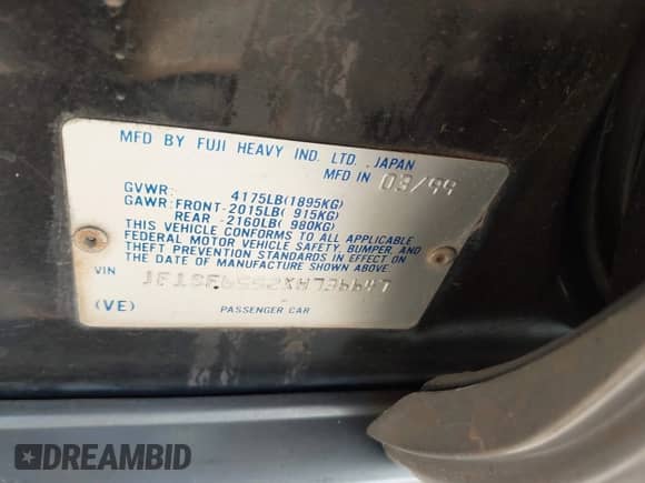 1999 Subaru Forester S with VIN JF1SF6552XH736647, listed as a IAAI auction lot 42565079 with 215,244 mi miles and . Bid and sale history available at DreamBid. Image 9.