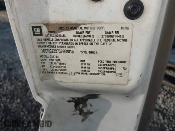 2005 Chevrolet Silverado 2500HD LS с VIN 1GCHC23275F968815, выставлен на аукционе IAAI как лот 43234954 с пробегом 305 421 миль миль и . История ставок и продаж доступна на DreamBid. Изображение 9.