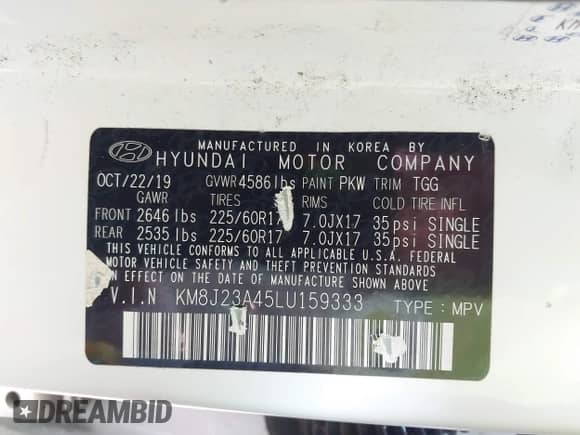 2020 Hyundai Tucson SE с VIN KM8J23A45LU159333, выставлен на аукционе IAAI как лот 43171231 с пробегом 29 971 миль миль и . История ставок и продаж доступна на DreamBid. Изображение 9.