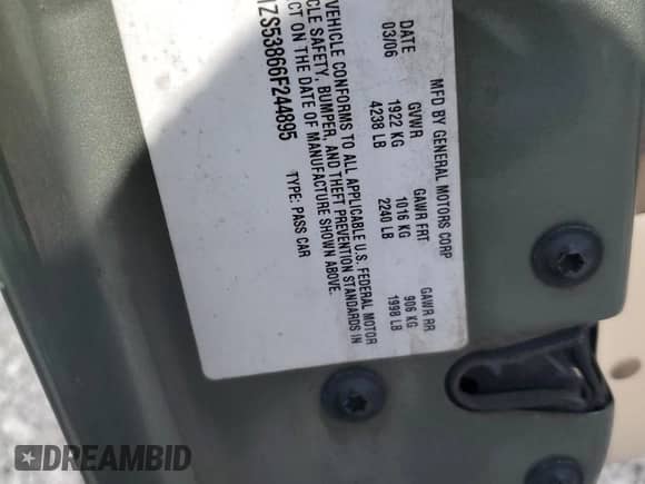 2006 Chevrolet Malibu 1FL z VIN 1G1ZS53866F244895, wystawiony jako Copart lot #64944275 z przebiegiem 255 293 mil mil oraz Szkoda całkowita • Salvage title. Historia ofert i sprzedaży dostępna na DreamBid. Obrazek 12.