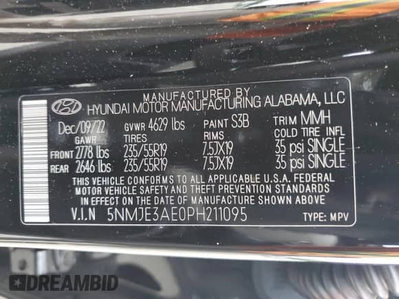 2023 Hyundai Tucson Limited with VIN 5NMJE3AE0PH211095, listed as a Copart auction lot 62237565 with 23,939 mi miles and Salvage title. Bid and sale history available at DreamBid. Image 15.