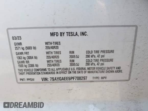 2023 Tesla Model Y Long Range с VIN 7SAYGAEE5PF708297, выставлен на аукционе IAAI как лот 42927362 с пробегом 27 230 миль миль и . История ставок и продаж доступна на DreamBid. Изображение 9.