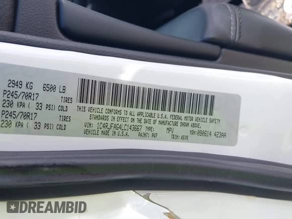 2020 Jeep Grand Cherokee Laredo E with VIN 1C4RJFAG4LC143667, listed as a IAAI auction lot 42847717 with 51,387 mi miles and . Bid and sale history available at DreamBid. Image 9.