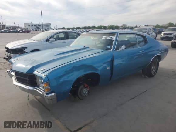 1971 Chevrolet Chevelle z VIN 136371B136121, wystawiony jako Copart lot #49047484 z przebiegiem 84 325 mil mil oraz Szkoda całkowita • Salvage title. Historia ofert i sprzedaży dostępna na DreamBid. Obrazek 1.