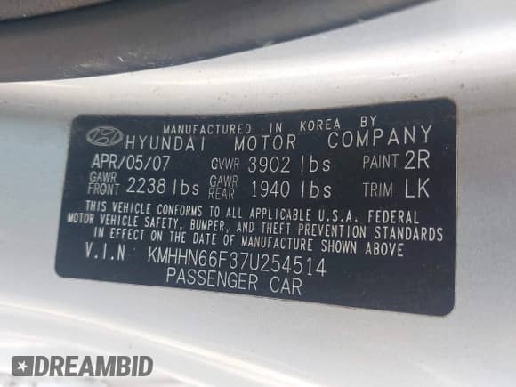 2007 Hyundai Tiburon GT с VIN KMHHN66F37U254514, выставлен на аукционе IAAI как лот 42953171 с пробегом 109 831 миль миль и . История ставок и продаж доступна на DreamBid. Изображение 9.