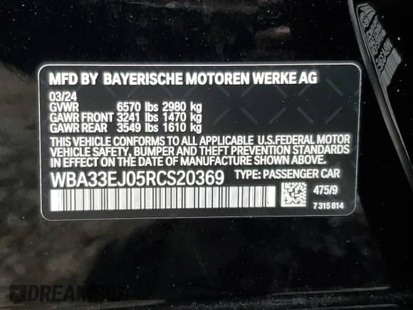 2024 BMW 7 Series 760i xDrive с VIN WBA33EJ05RCS20369, выставлен на аукционе Copart как лот 58822485 с пробегом 14 554 миль миль и Списание • Salvage title. История ставок и продаж доступна на DreamBid. Изображение 12.