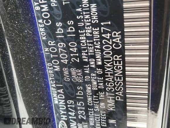 2019 Hyundai Veloster N с VIN KMHT36AHXKU002471, выставлен на аукционе Copart как лот 62211655 с пробегом 6 063 миль миль и На запчасти • Non repairable. История ставок и продаж доступна на DreamBid. Изображение 12.