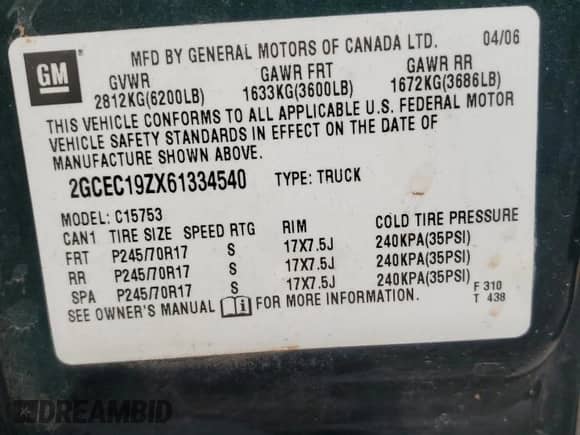 2006 Chevrolet Silverado 1500 LT1 с VIN 2GCEC19ZX61334540, выставлен на аукционе Copart как лот 63792675 с пробегом 83 640 миль миль и Списание • Salvage title. История ставок и продаж доступна на DreamBid. Изображение 12.