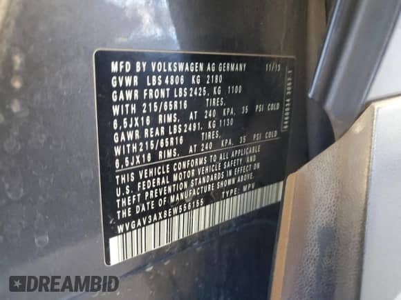 2014 Volkswagen Tiguan S z VIN WVGAV3AX8EW556155, wystawiony jako Copart lot #67572205 z przebiegiem 151 963 mil mil oraz Szkoda całkowita • Salvage title. Historia ofert i sprzedaży dostępna na DreamBid. Obrazek 13.