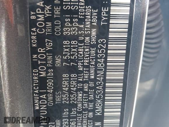 2022 Hyundai Kona Limited with VIN KM8K53A34NU843523, listed as a Copart auction lot 84270395 with 50,814 mi miles and Salvage title. Bid and sale history available at DreamBid. Image 14.