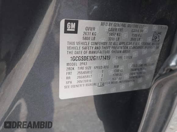 2016 Chevrolet Colorado 2WD Z71 с VIN 1GCGSDE32G1171419, выставлен на аукционе IAAI как лот 43008148 с пробегом 155 557 миль миль и . История ставок и продаж доступна на DreamBid. Изображение 9.