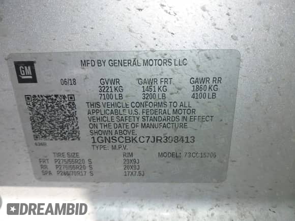 2018 Chevrolet Tahoe LT с VIN 1GNSCBKC7JR398413, выставлен на аукционе IAAI как лот 43235828 с пробегом 179 991 миль миль и . История ставок и продаж доступна на DreamBid. Изображение 9.