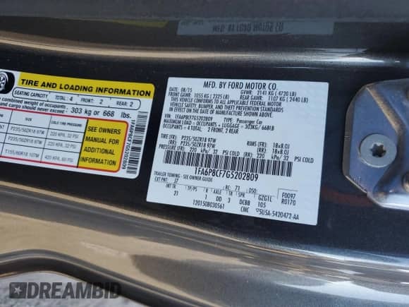 2016 Ford Mustang GT с VIN 1FA6P8CF7G5202809, выставлен на аукционе Copart как лот 81241885 с пробегом 67 461 миль миль и Списание • Salvage title. История ставок и продаж доступна на DreamBid. Изображение 12.
