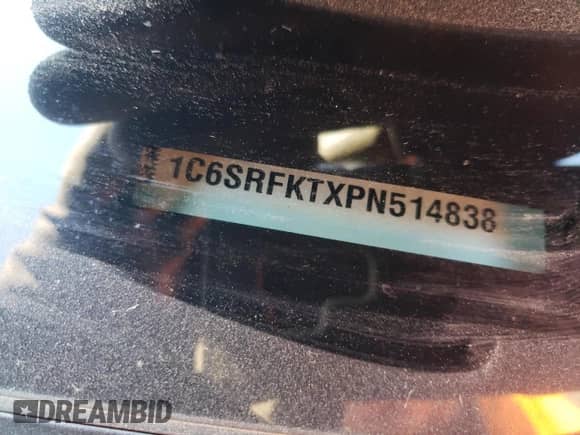 2023 Ram 1500 Longhorn with VIN 1C6SRFKTXPN514838, listed as a Copart auction lot 75259224 with 22,446 mi miles and Salvage title. Bid and sale history available at DreamBid. Image 12.