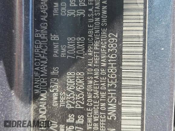 2008 Hyundai Santa Fe SE с VIN 5NMSH13E68H163892, выставлен на аукционе Copart как лот 66079974 с пробегом 210 719 миль миль и Списание • Salvage title. История ставок и продаж доступна на DreamBid. Изображение 13.