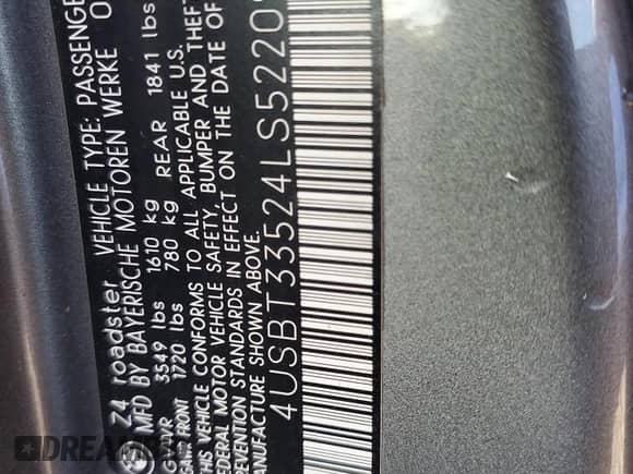 2004 BMW Z4 2.5i with VIN 4USBT33524LS52209, listed as a Copart auction lot 87370905 with 124,502 mi miles and Clean title. Bid and sale history available at DreamBid. Image 12.