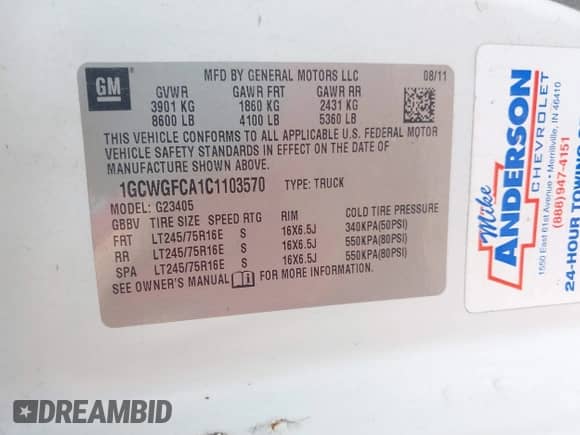 2012 Chevrolet Express Cargo с VIN 1GCWGFCA1C1103570, выставлен на аукционе IAAI как лот 42642068 с пробегом 326 705 миль миль и . История ставок и продаж доступна на DreamBid. Изображение 9.