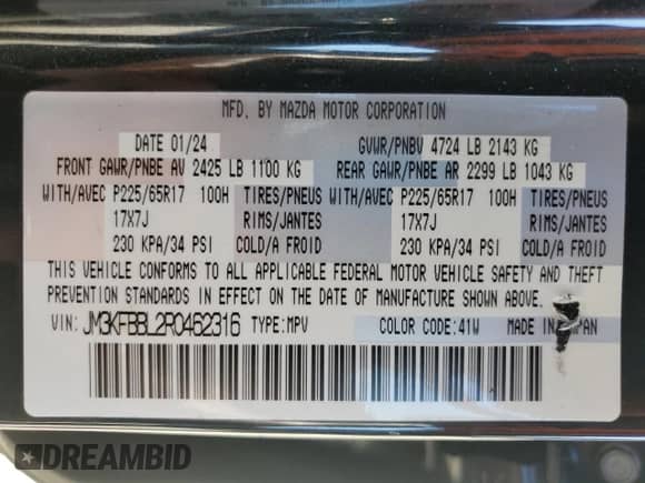 2024 Mazda CX-5 S Select с VIN JM3KFBBL2R0462316, выставлен на аукционе Copart как лот 71719785 с пробегом 35 950 миль миль и Списание • Salvage title. История ставок и продаж доступна на DreamBid. Изображение 13.