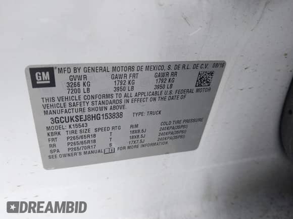 2017 Chevrolet Silverado 1500 LTZ z VIN 3GCUKSEJ8HG153838, wystawiony jako IAAI lot #42899717 z przebiegiem 188 513 mil mil oraz . Historia ofert i sprzedaży dostępna na DreamBid. Obrazek 9.