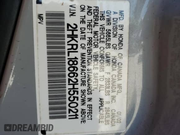 2002 Honda Odyssey EX с VIN 2HKRL18662H550211, выставлен на аукционе Copart как лот 69511255 с пробегом 146 865 миль миль и Списание • Salvage title. История ставок и продаж доступна на DreamBid. Изображение 13.