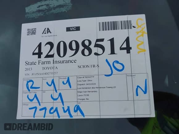 2013 Scion FR-S z VIN JF1ZNAA14D2733237, wystawiony jako IAAI lot #42098514 z przebiegiem 77 949 mil mil oraz . Historia ofert i sprzedaży dostępna na DreamBid. Obrazek 17.