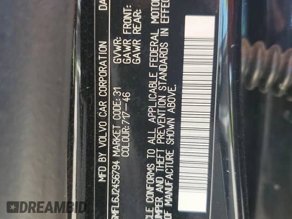 2018 Volvo S60 Dynamic с VIN YV126MFL6J2456794, выставлен на аукционе Copart как лот 66797125 с пробегом 82 191 миль миль и Списание • Salvage title. История ставок и продаж доступна на DreamBid. Изображение 12.