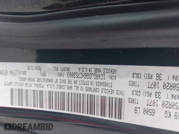 2017 Dodge Durango GT with VIN 1C4RDJDG6HC753003, listed as a IAAI auction lot 42964389 with 126,356 mi miles and . Bid and sale history available at DreamBid. Image 9.