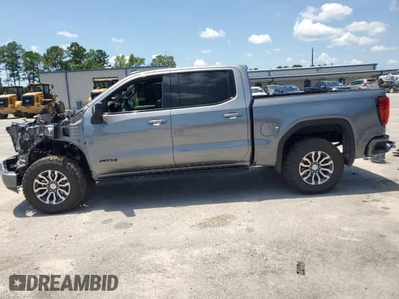 2021 GMC Sierra 1500 AT4 with VIN 1GTU9EET7MZ201306, listed as a Copart auction lot 60824955 with Not provided miles and Salvage title. Bid and sale history available at DreamBid. Image 1.