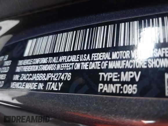 2018 Jeep Renegade Latitude with VIN ZACCJABB8JPH27476, listed as a IAAI auction lot 43292398 with 124,850 mi miles and . Bid and sale history available at DreamBid. Image 9.